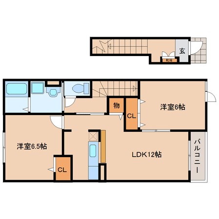 奈良駅 バス12分  辰市農協下車：停歩4分 2階の物件間取画像